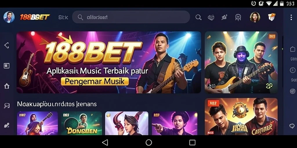 Tampilan utama 188BET dengan berbagai pilihan lagu dan fitur interaktif.