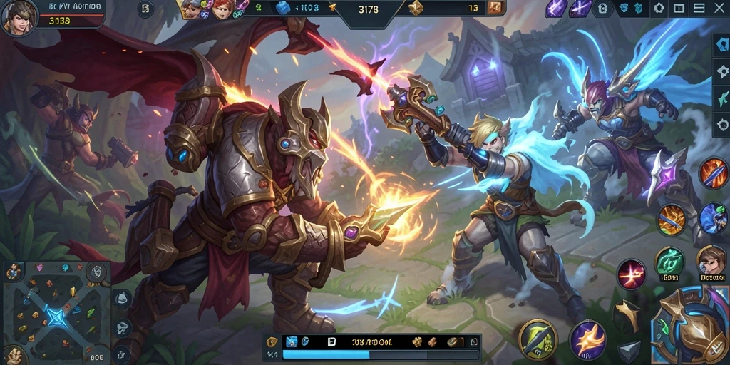 Tampilan menarik dari gameplay MOBA 3178 yang intens.
