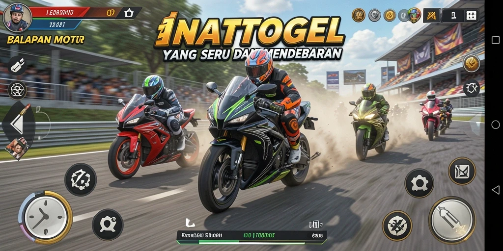 Gameplay INATOGEL yang seru dengan balapan motor yang mendebarkan.