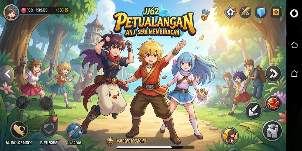 Screenshot gameplay JJ62 dengan karakter Anime yang menarik dan petualangan seru.