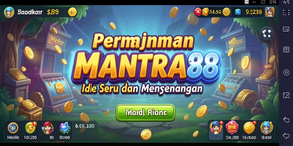 Tampilan gameplay <strong>MANTRA88</strong> dengan karakter beraksi dalam mode Idle.