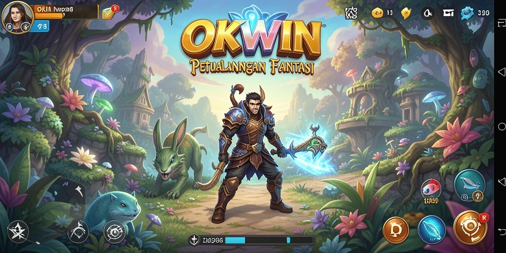 Screenshot gameplay <strong>OKWIN</strong> menampilkan pemain dalam aksinya menjelajahi dunia petualangan yang menakjubkan.