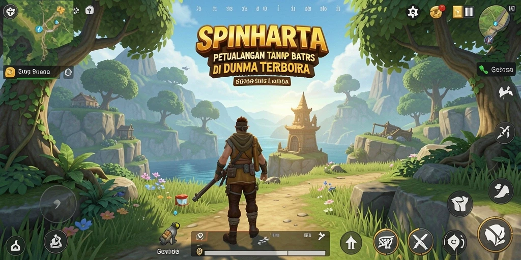 Tampilan screenshot SPINHARTA menampilkan keindahan dunia eksplorasi terbuka.